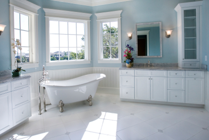 Blue and white Bathroom