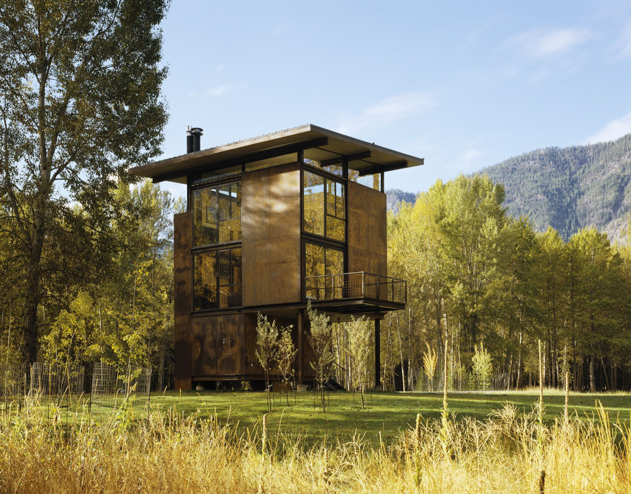 The Delta Shelter while open in the summer by Olson Kundig Architects