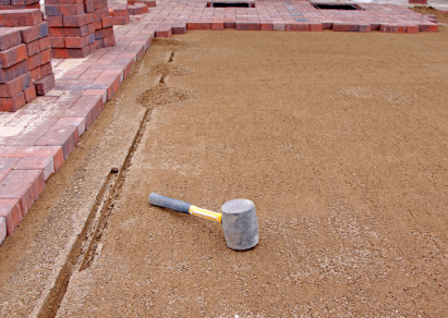 Gravel base before installing the dry laid paver patio