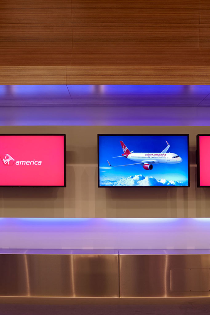 San Fransisco Airport Terminal flat screen displays