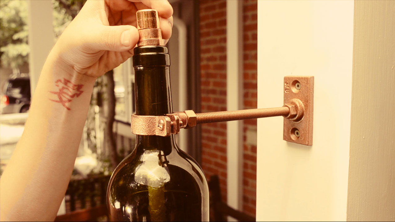Tiki Torch Wine Bottle Installed