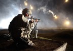 Soldier On Firing Range With Flares In Background - Credit DoD Photo By Spc. Venessa Hernandez, U.S. Army