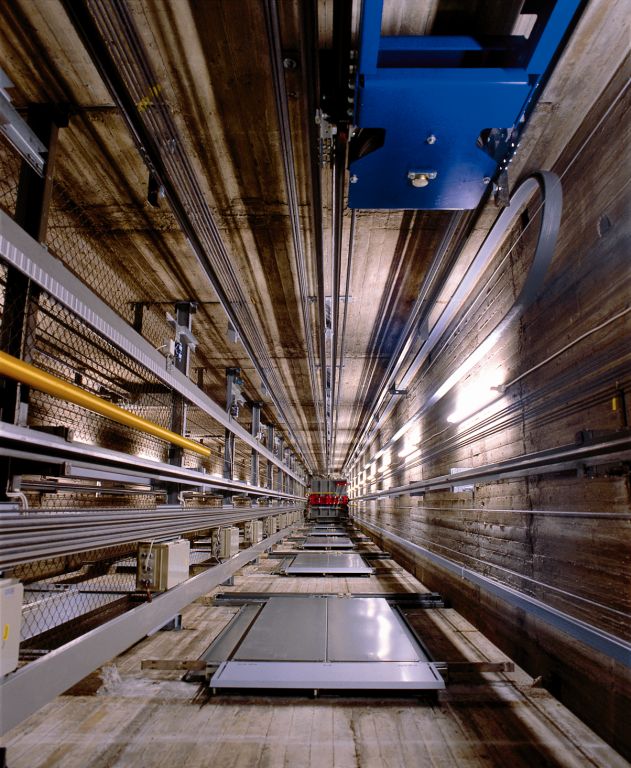 inside an elevator shaft