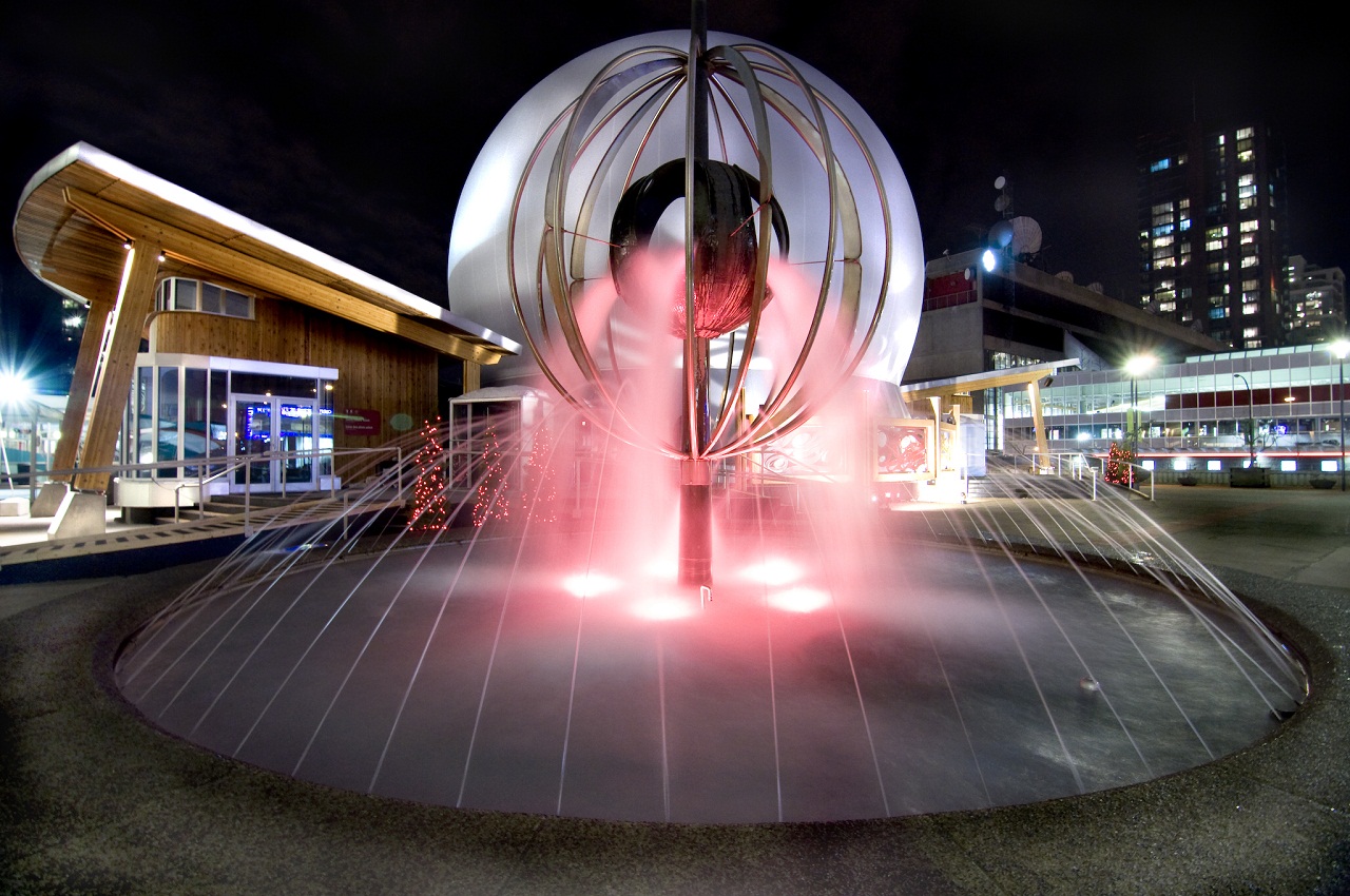 Vancouver fountain at night