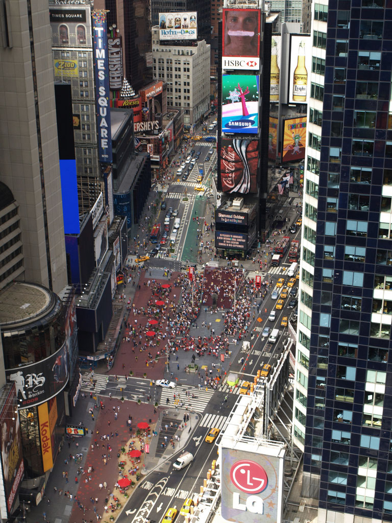 Aerial view of Broadway in New York City