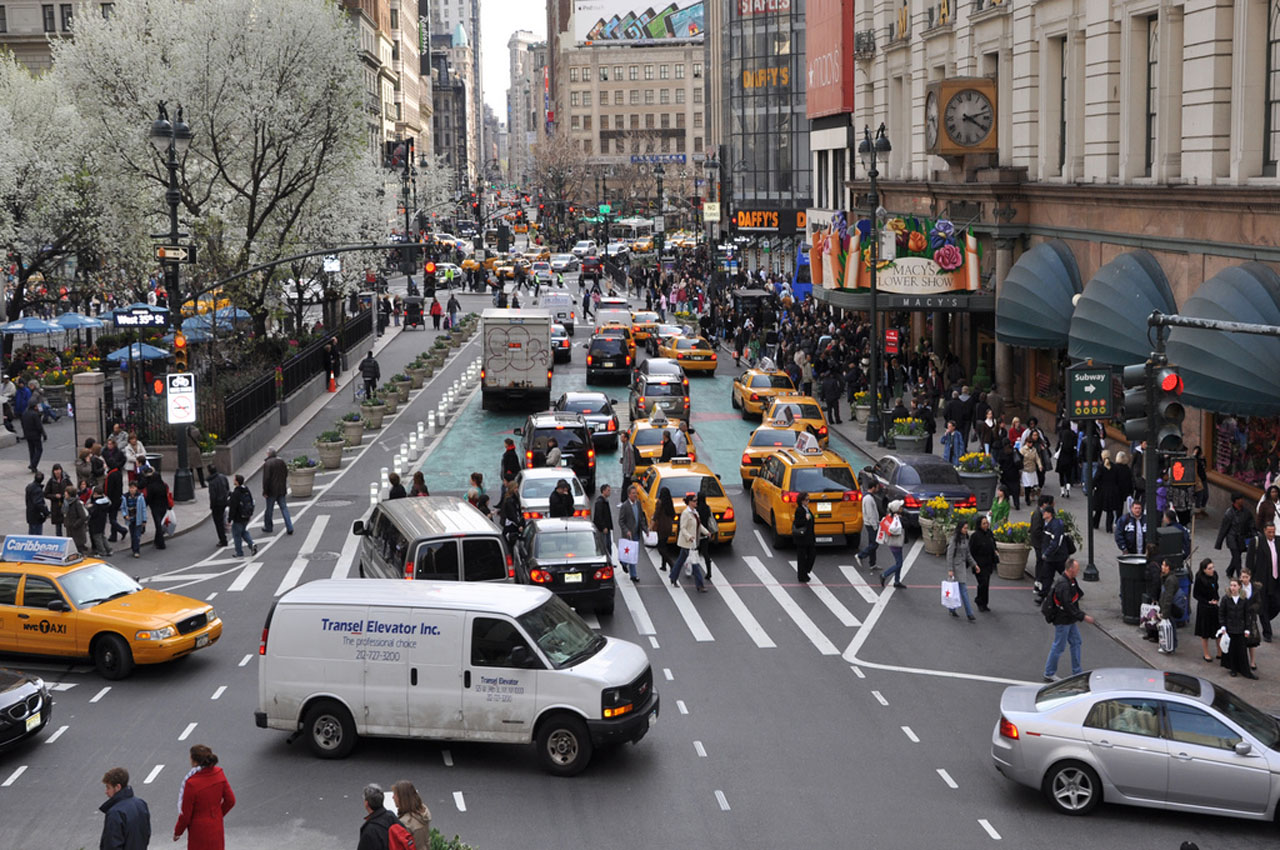 Image of New York City street before the addition of more pedestrian space