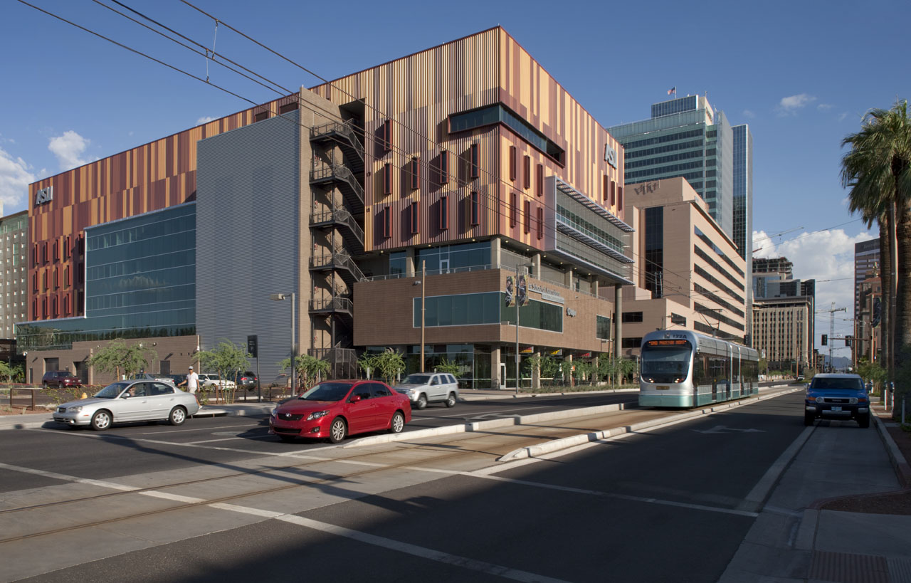 The exterior of Arizona State University's Walter Cronkite School of Journalism by Ehrlich Architects
