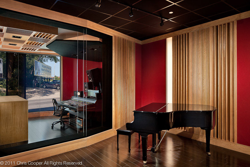 Piano and sound studio inside SubCat Studios by Fiedler Marciano Architecture