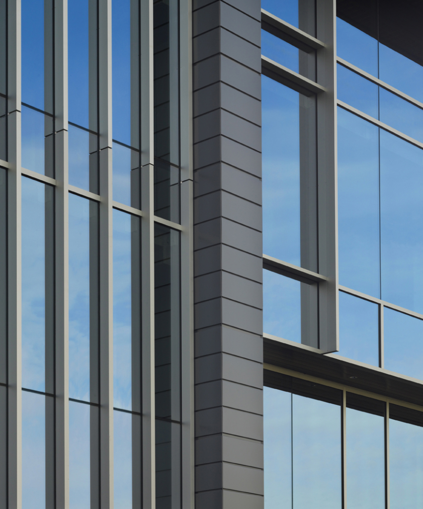 Salmon Bay Landing building exterior glass detail by Stuart Silk Architects