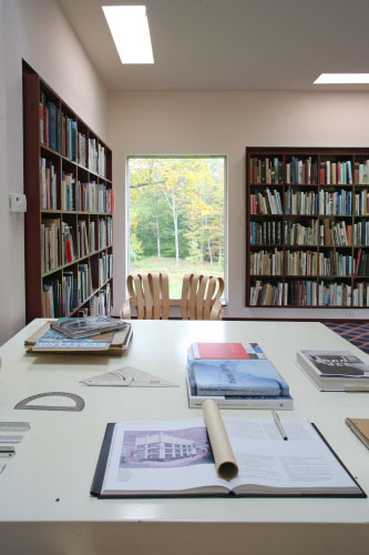 Architect Philip Johnson’s Desk in the library of the Glass House Estate