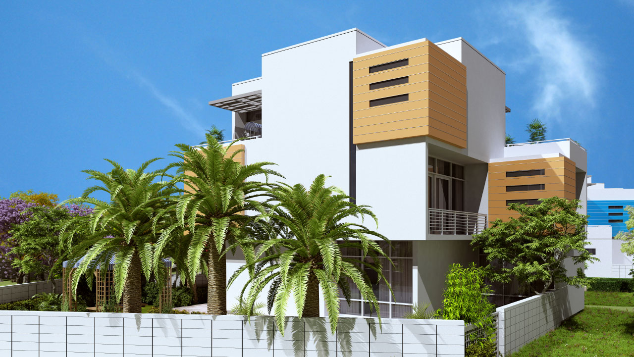 Exterior rendering of U.S. Embassy staff housing in Haiti by Sorg Architects
