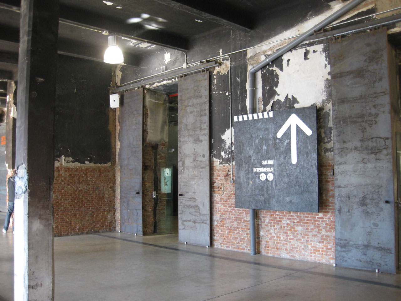 Interior of the renovated Matadero cultural center in Madrid, Spain