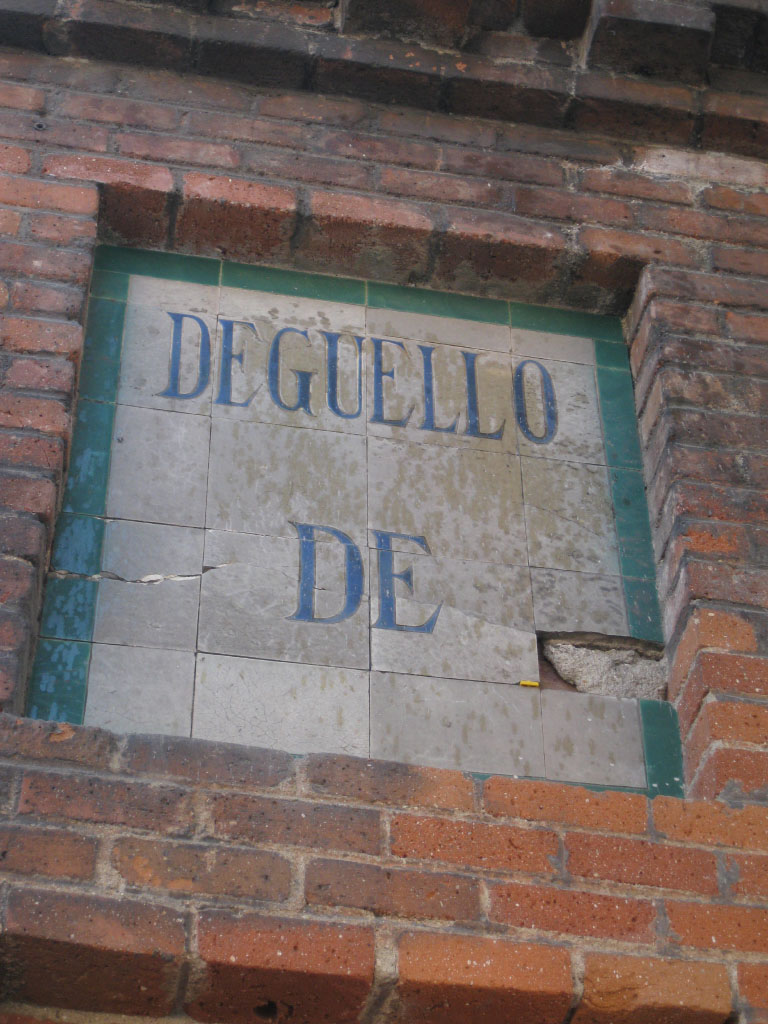 Deguello De sign on the renovated Matadero cultural center in Madrid, Spain
