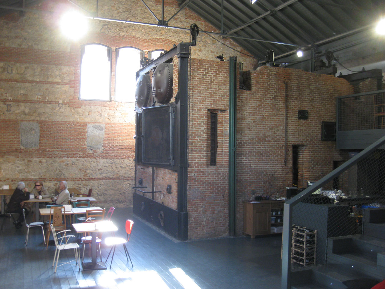 Interior of the renovated Matadero cultural center in Madrid, Spain