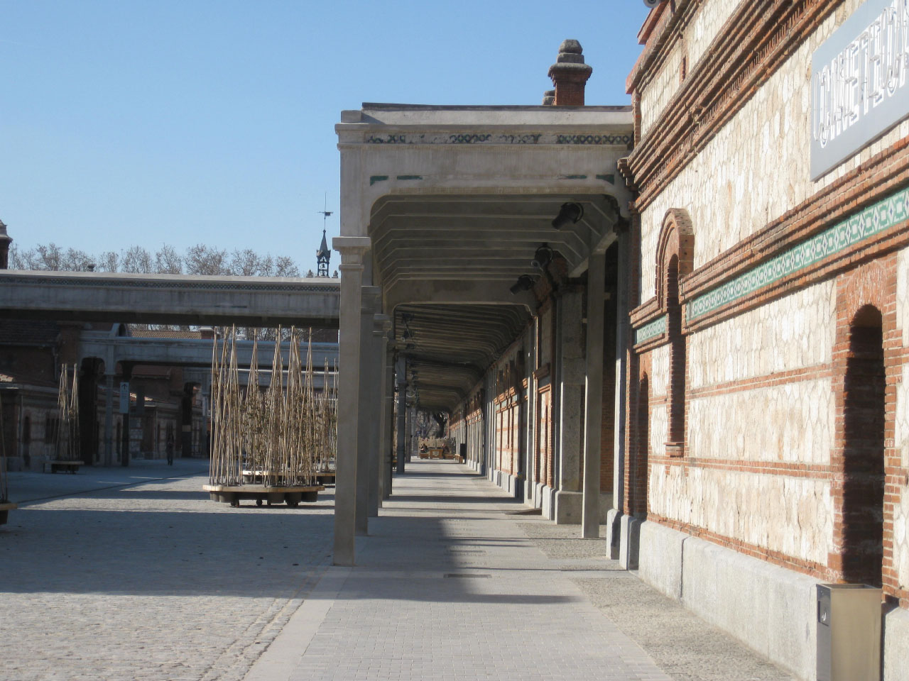 Exterior of the renovated Matadero cultural center in Madrid, Spain