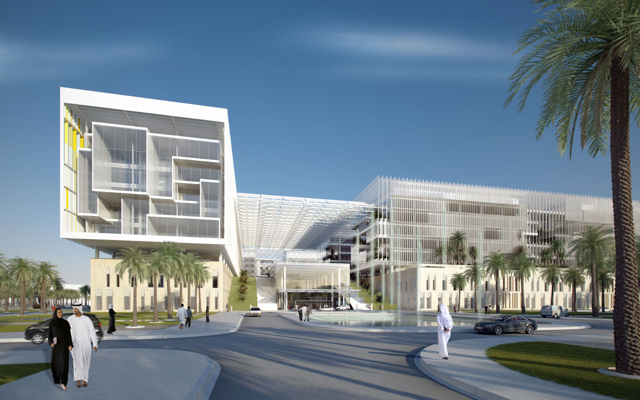 Sheikh Kahlifa Medical City exterior rendering