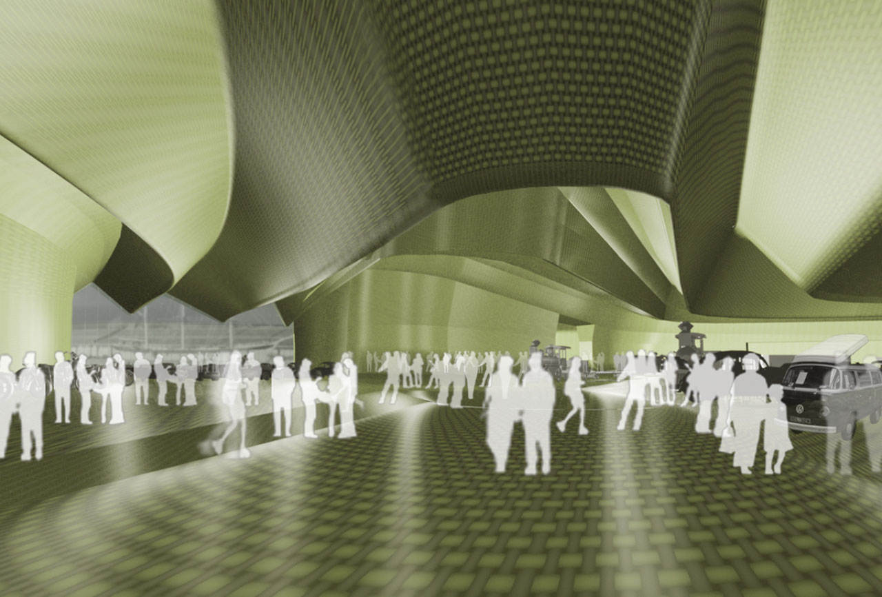 Zaha Hadid Architects’ Riverside Museum of Transport and Travelinterior rendering