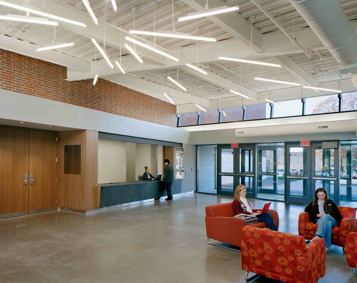Lobby of the Molloy College Campus Center by BRB Architects