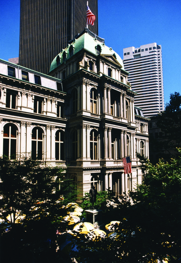 Using adaptive reuse, FA+A converted the former Boston City Hall into an office and restaurant space, but the exterior of the structure was left unchanged