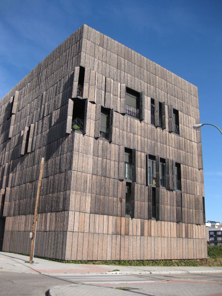 Exterior of the bamboo Carabanchel Social Housing by Foreign Office Architects (FOA)