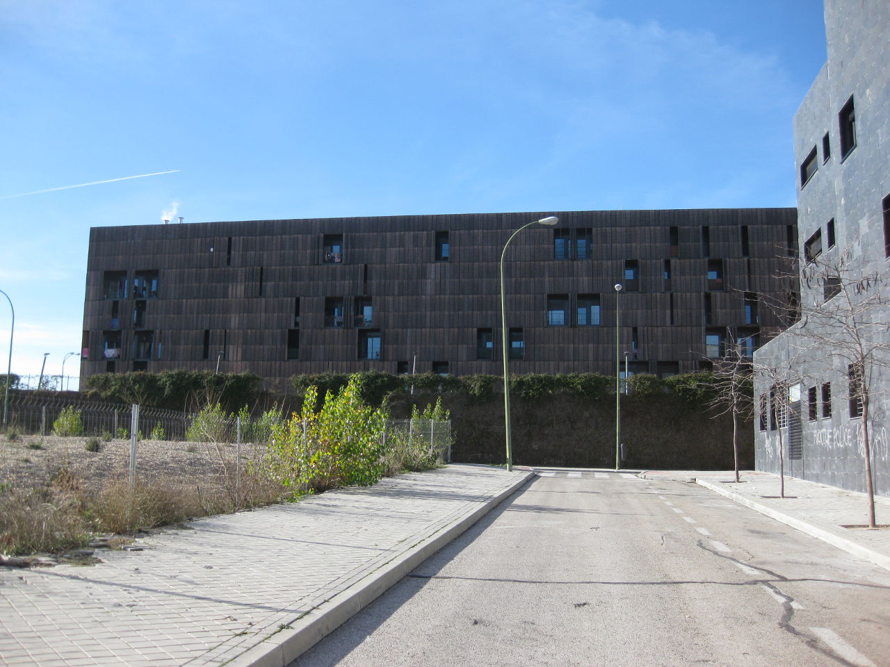 Exterior of the bamboo Carabanchel Social Housing by Foreign Office Architects (FOA)