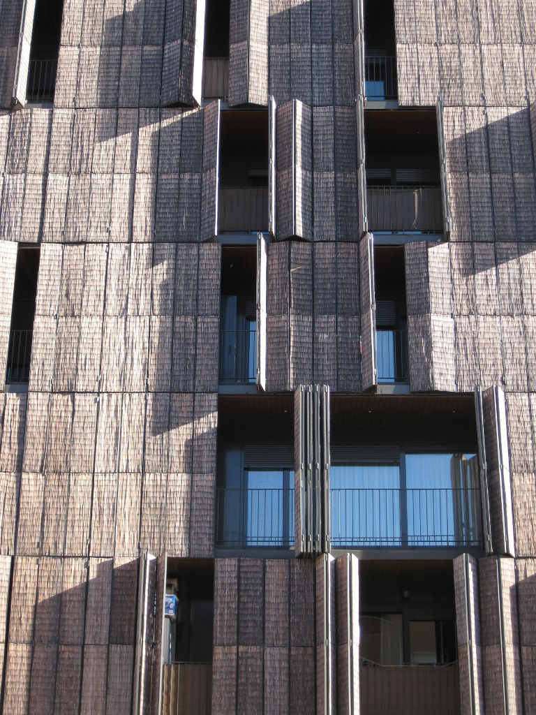 The bamboo louvers on the Carabanchel Social Housing by Foreign Office Architects (FOA)