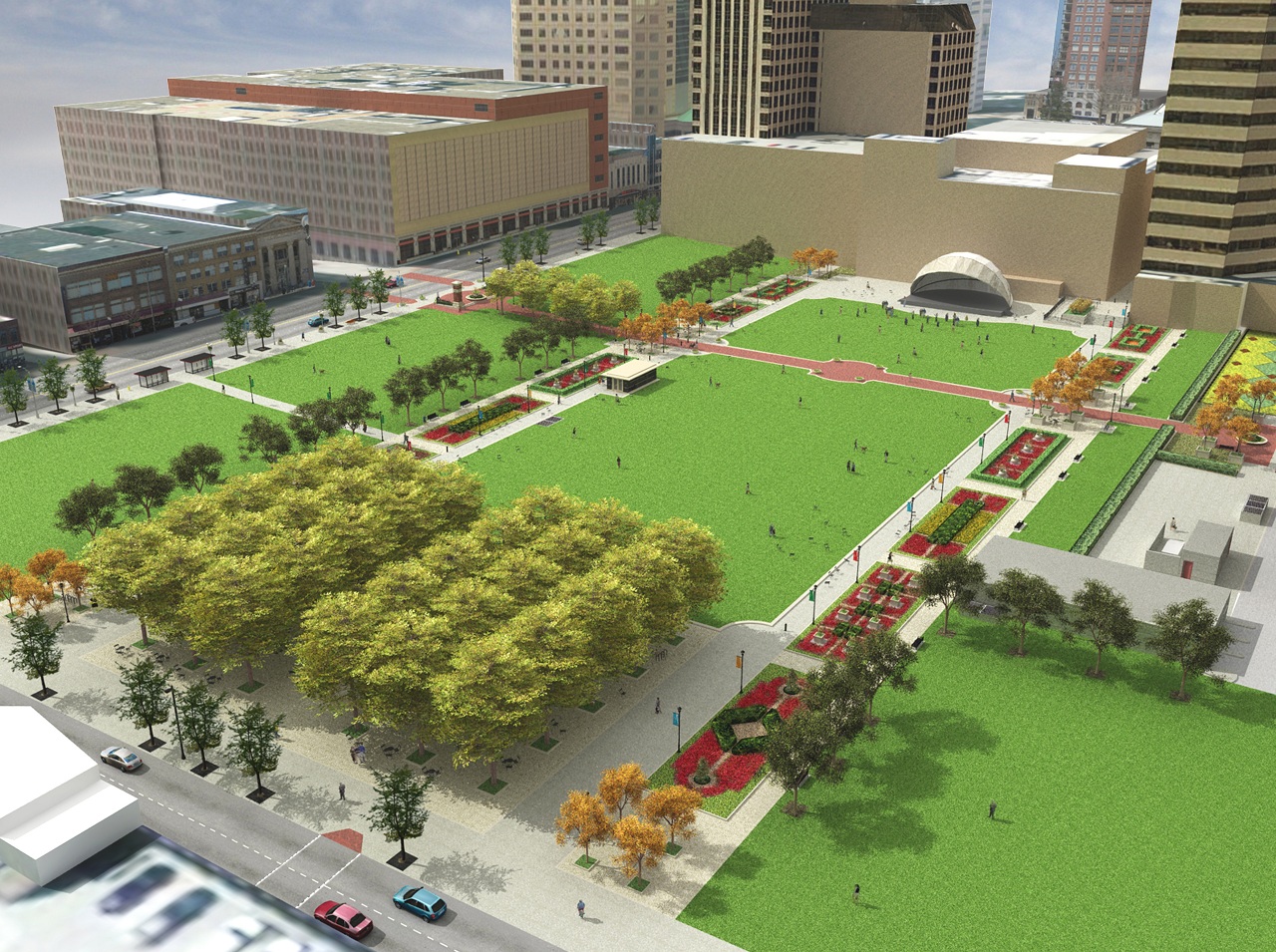 Rendering of downtown's Columbus Commons