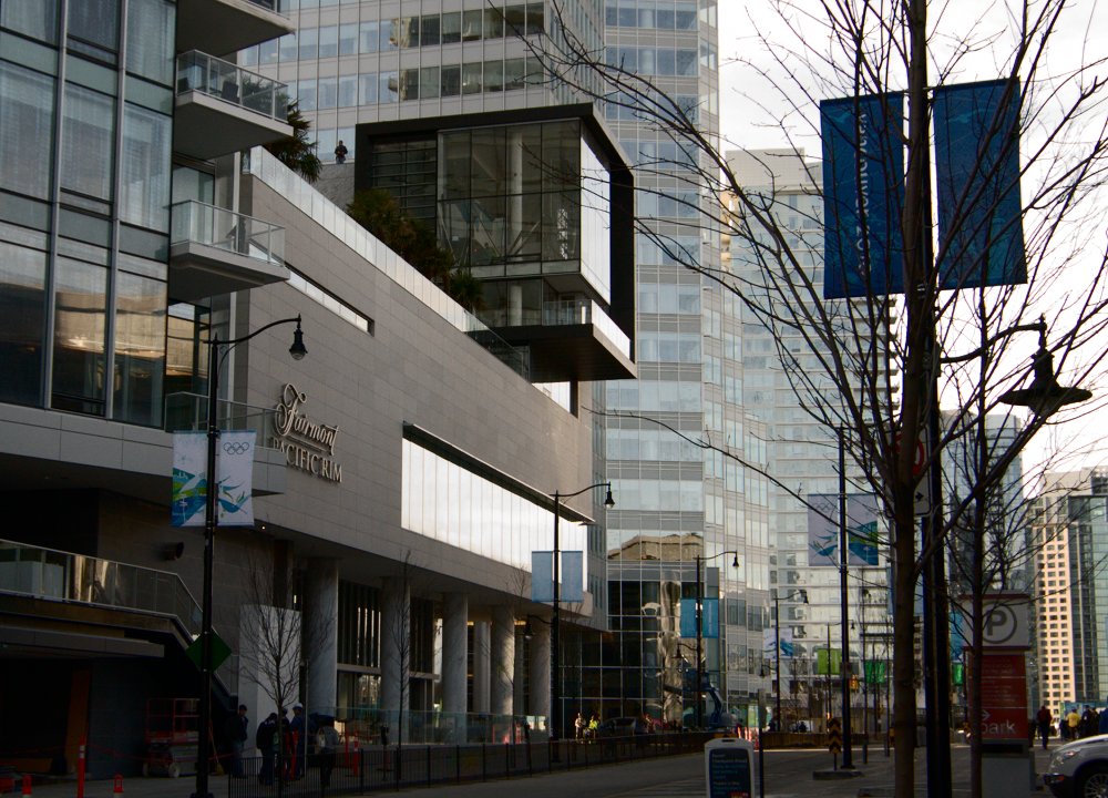 exterior of Vancouver's Fairmont Pacific Rim Hotel designed by architect James Cheng