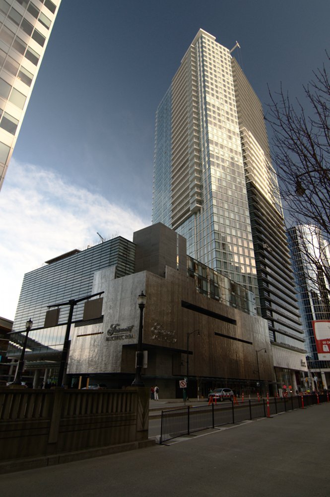 exterior of Vancouver's Fairmont Pacific Rim Hotel designed by architect James Cheng