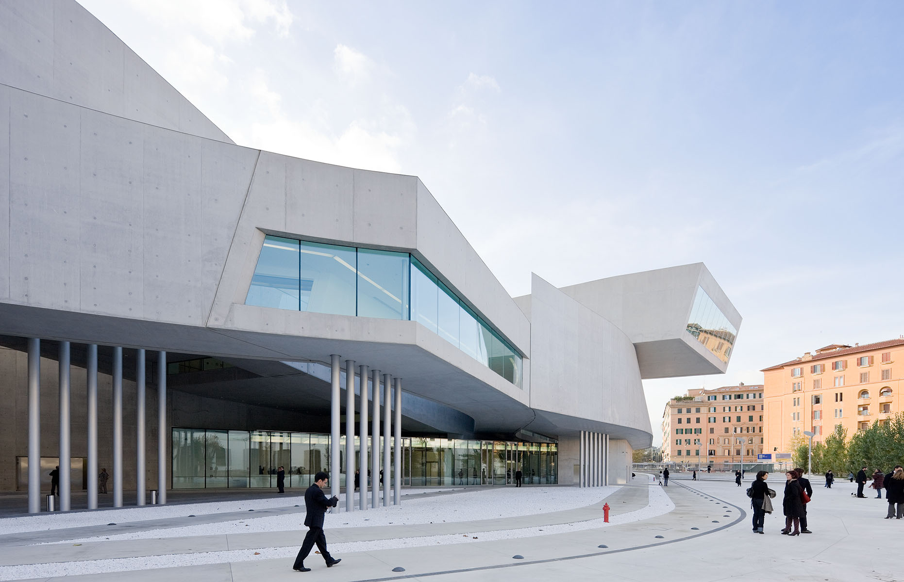 Exterior of Zaha Hadid's MAXXI- National Museum of XXI Century Arts
