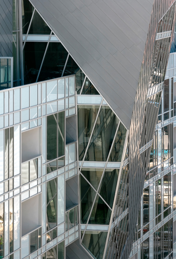 Glass and zinc facade detail of Denver's Museum Residences by Daniel Libeskind