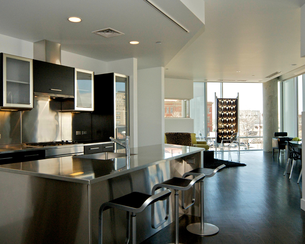 Kitchen of Denver's Museum Residences by Daniel Libeskind