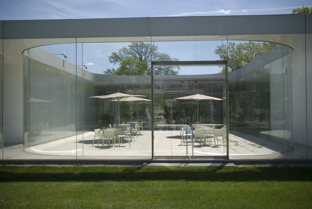 Main courtyard at the Toledo Museum of Art Glass Pavilion Gallery by SANAA