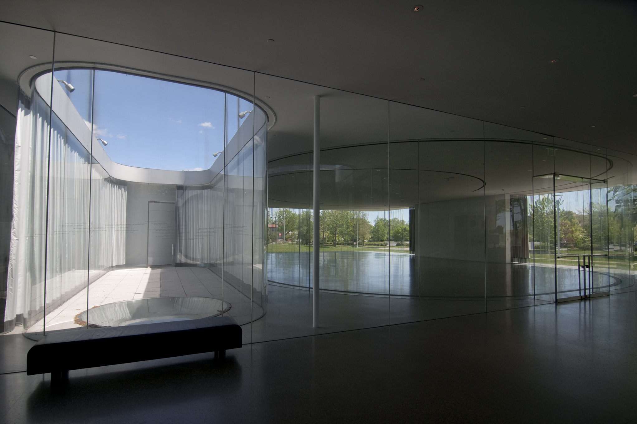 Interior Courtyard and GlasSalon at the Toledo Museum of Art Glass Pavilion Gallery by SANAA