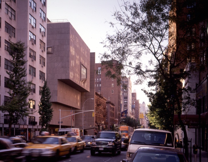 Street view of the Whitney Museum of American Art in New York City
