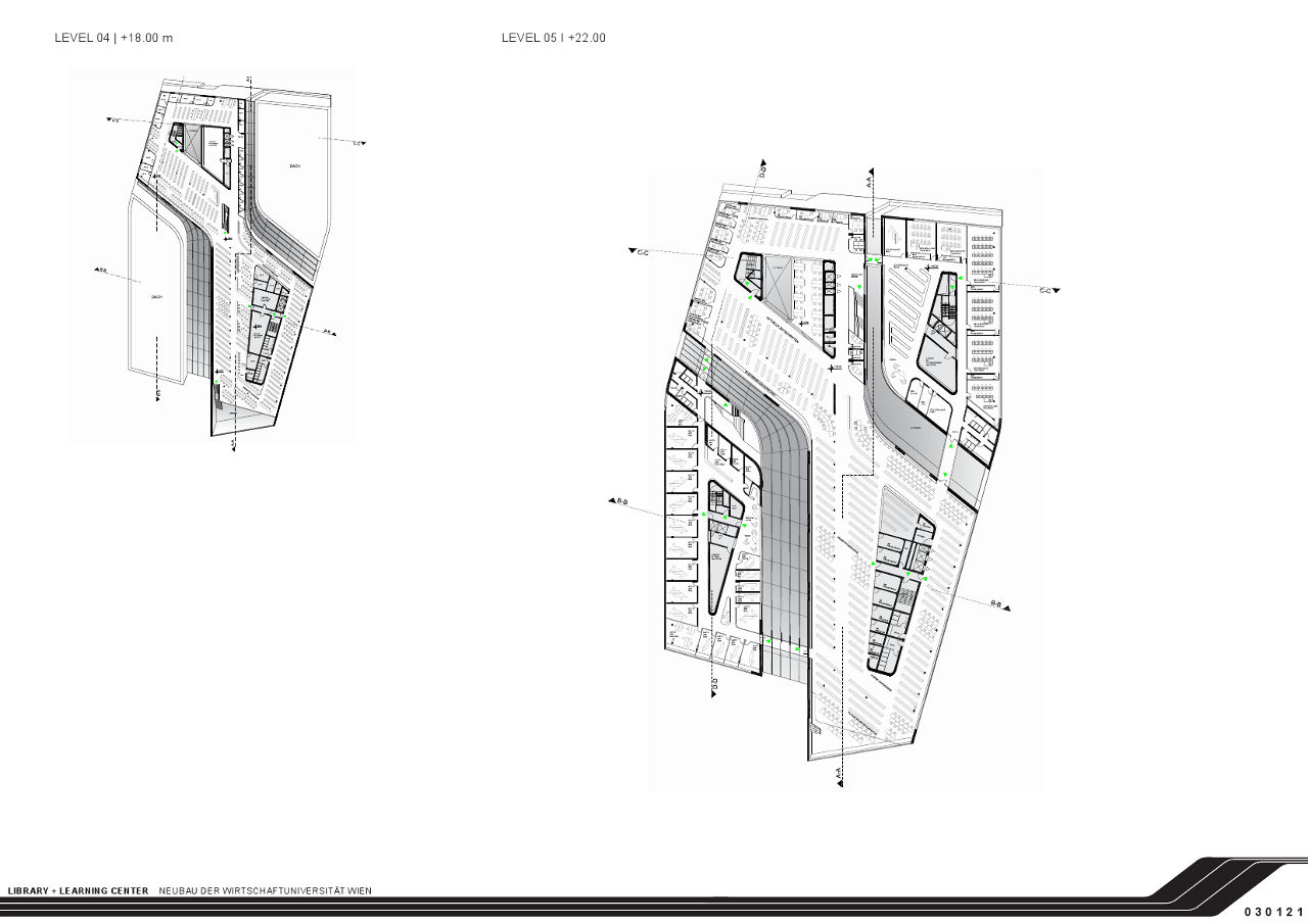 Drawing of Zaha Hadid's Library and Learning Center for the University of Economics and Business in Vienna, Austria