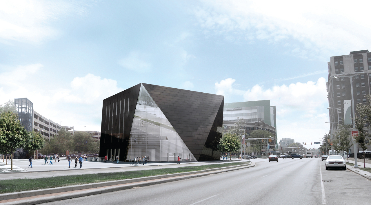 Exterior rendering of the Museum of Contemporary Art Cleveland (MOCA Cleveland) by Foreign Office Architects (FOA)