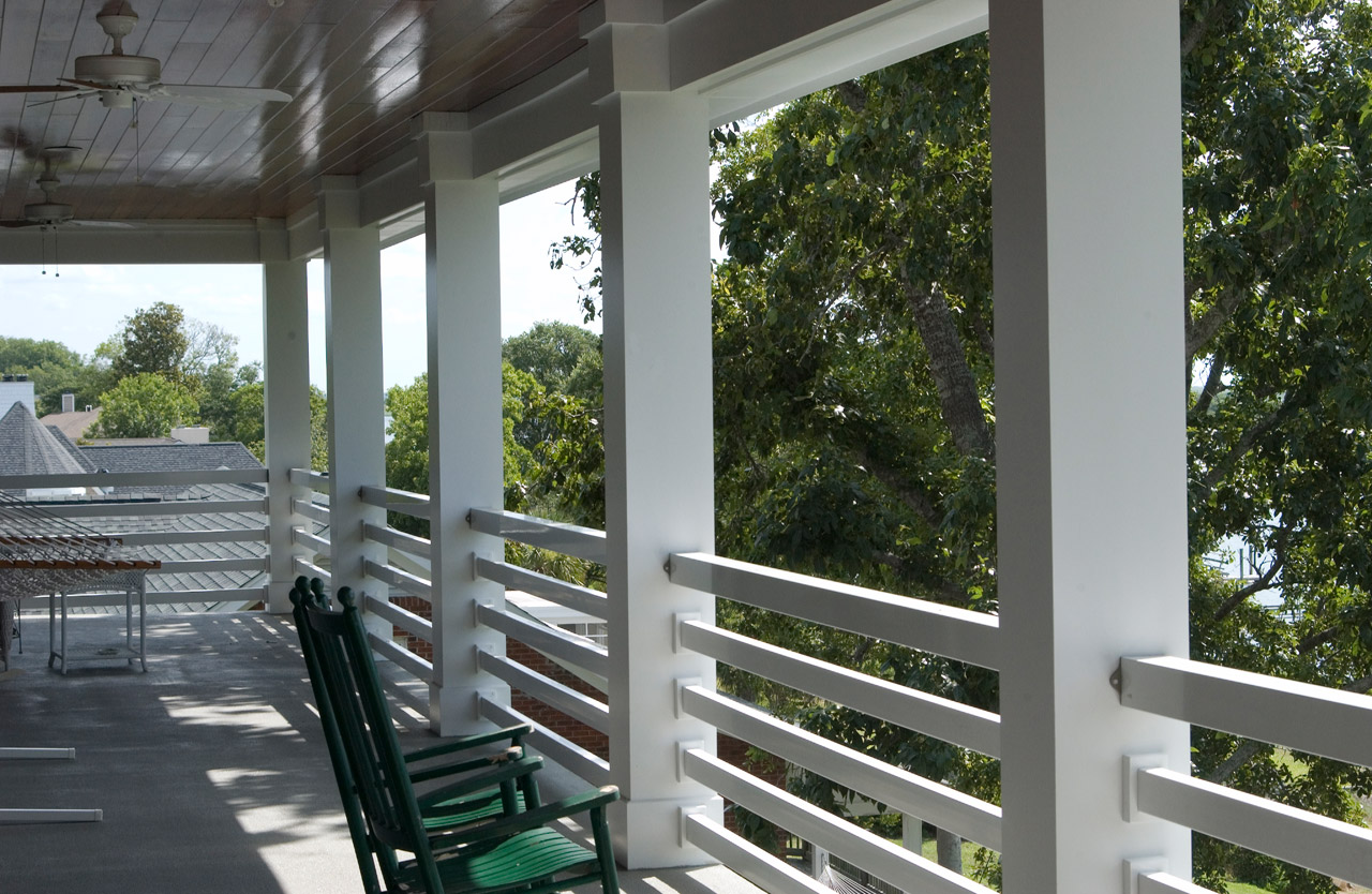 Elegant and easy to maintain Column Wraps enhance porch area.