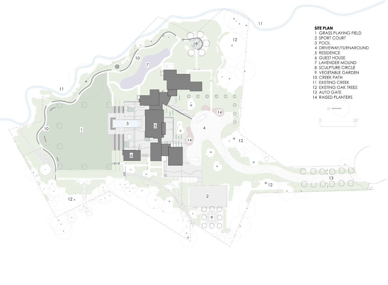 Saratoga Creek House site plan by WA Design