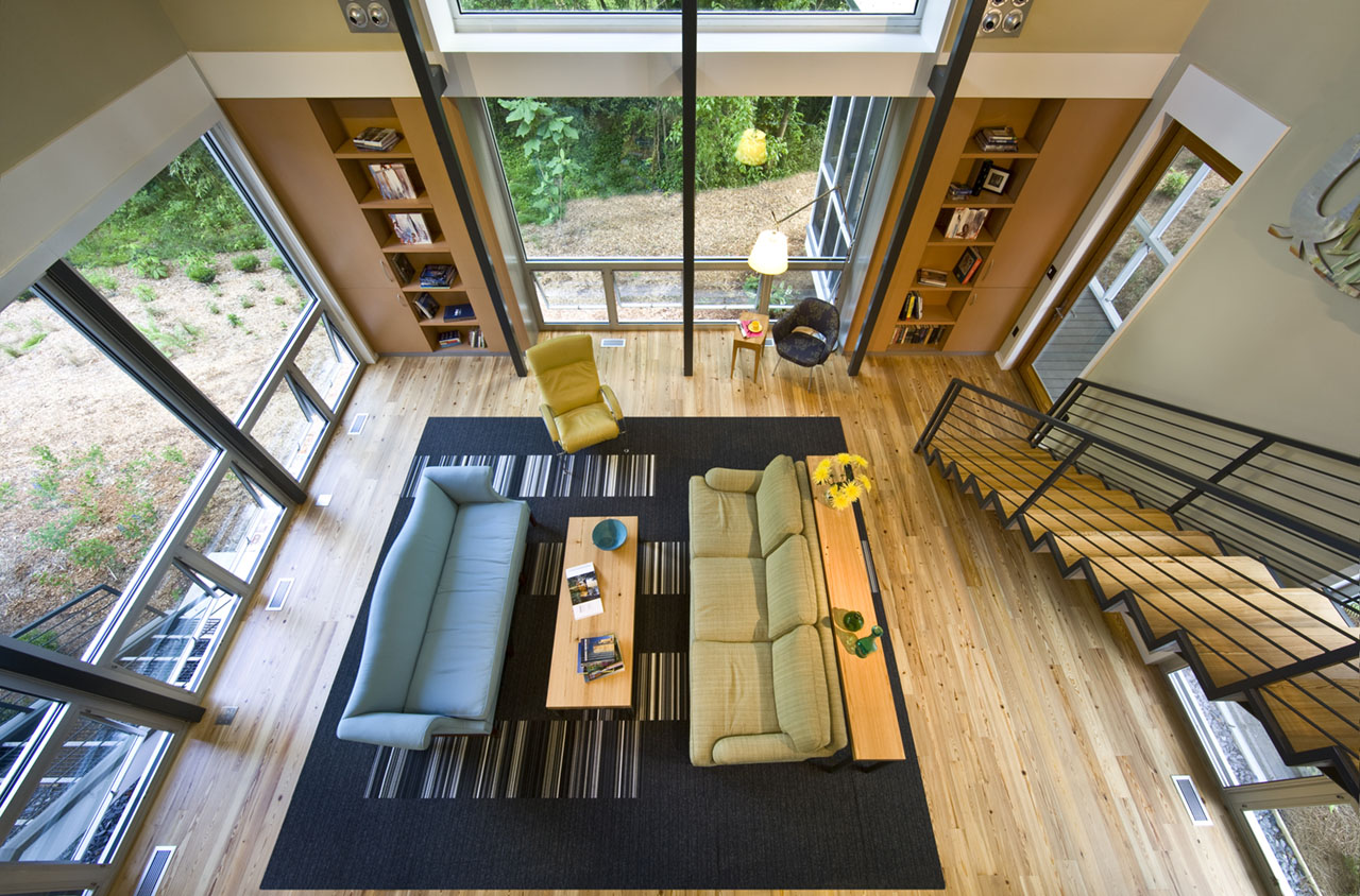 RainShine House living room by architect Robert M. Cain