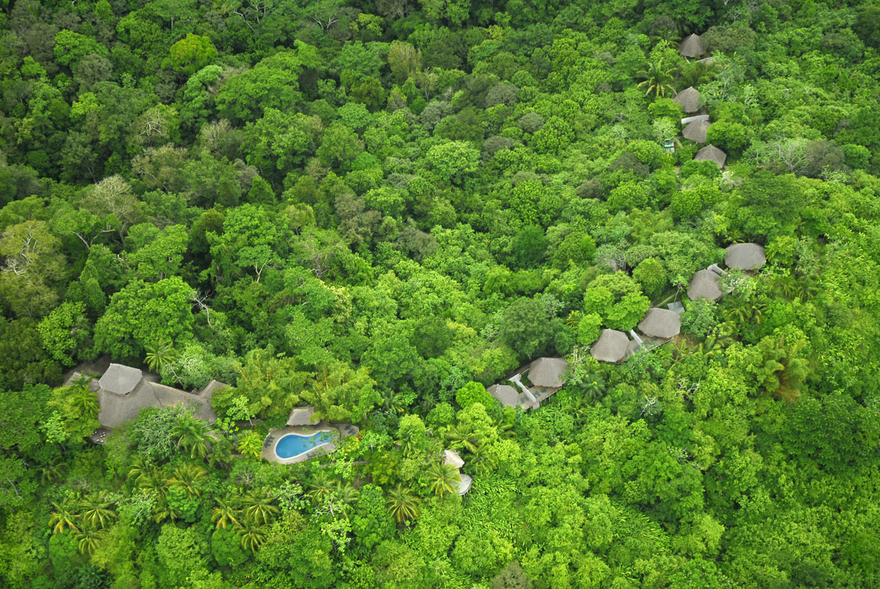Aerial view of Lapa Rios Rainforest Ecolodge in Costa Rica