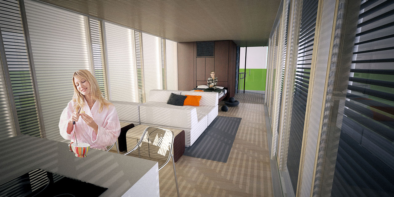 2011 Solar Decathlon University of Tennessee Living Light interior rendering