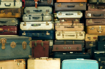 Pile of vintage suitcases