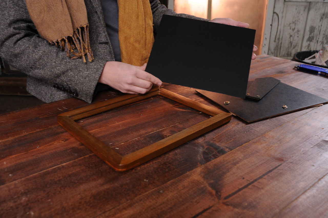 Assembling the DIY framed chalkboard