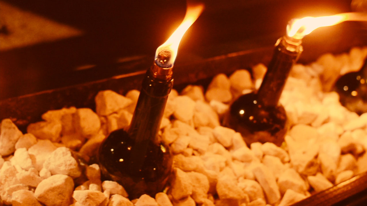 Finished Wine Bottle Fire Feature