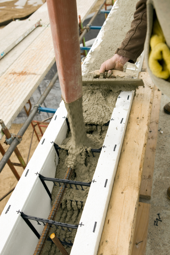 Filling Insulated Concrete Forms (ICF) with concrete