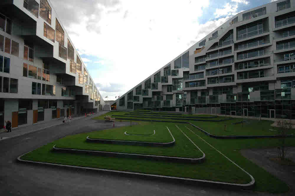 The courtyard of 8 House by Bjarke Ingels Group BIG