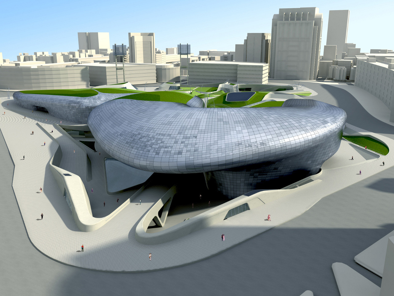 Zaha Hadid's Dongdaemun Design Park and Plazarendering