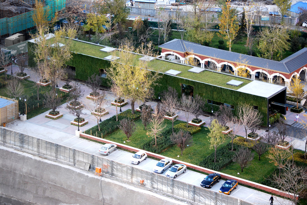 Aerial view of the Green Technology Showroom by Vector Architects in Beijing, China