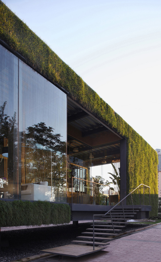 Exterior detail of the Green Technology Showroom by Vector Architects in Beijing, China